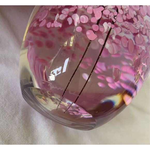 Daum France Pink Flowers Glass Egg Figurine Paperweight Signed DECO 70’s MCM VTG - Picture 6 of 6